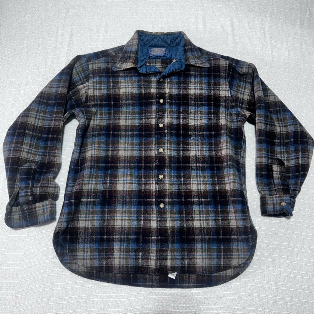 Vintage Pendleton 100% Virgin Wool Flannel Button Down Shirt Made In USA Large